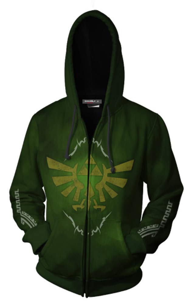 Jessman Men's Zelda Cosplay Hoodie - Breath of The Wild Pullover Sweatshirt Jacket for Gaming & Anime Conventions