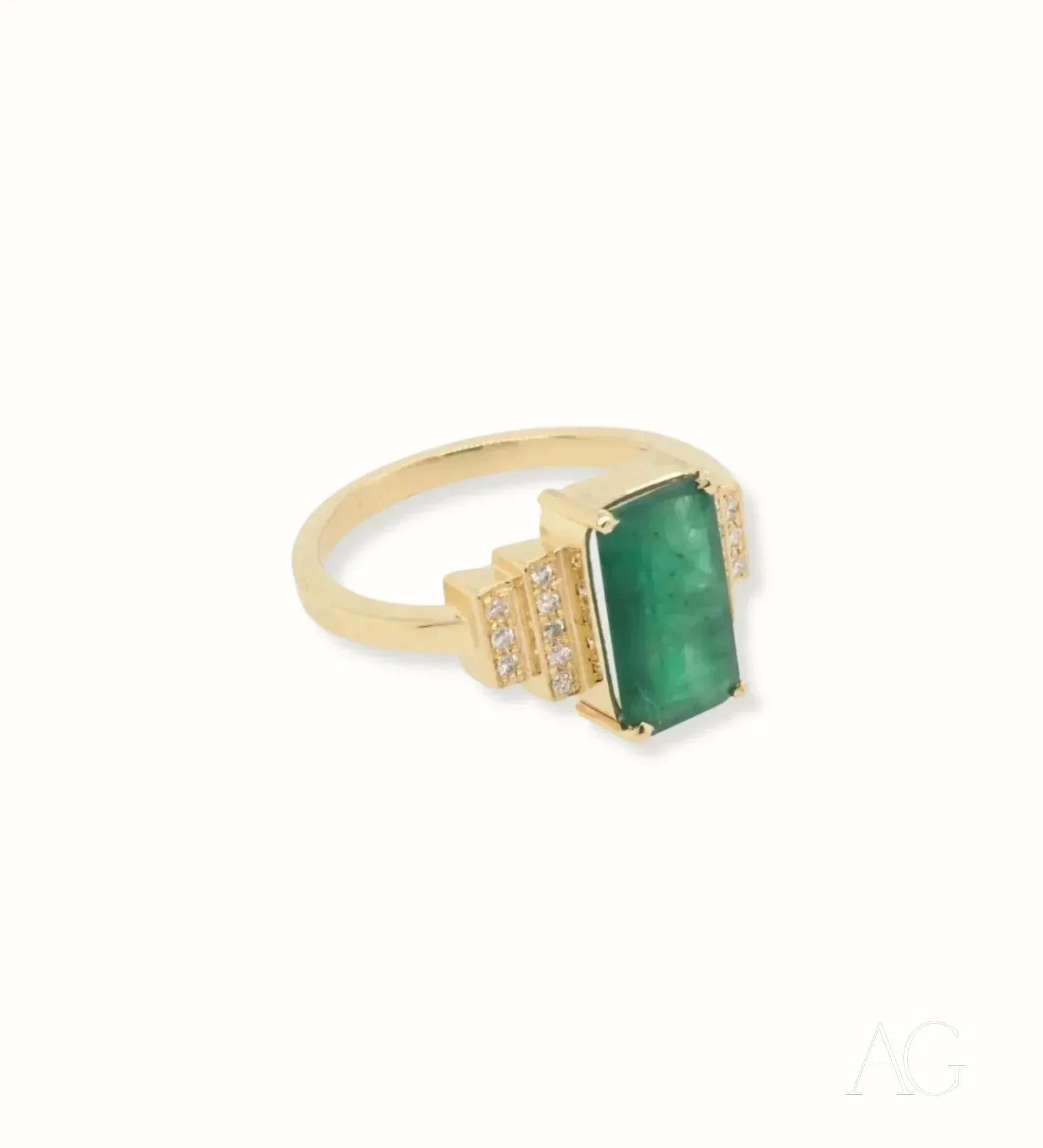 Exquisite 18k Gold Emerald Ring - 2.3 Carat Genuine Emerald Engagement Ring for Women, Perfect for Wedding, Anniversary & Special Occasions