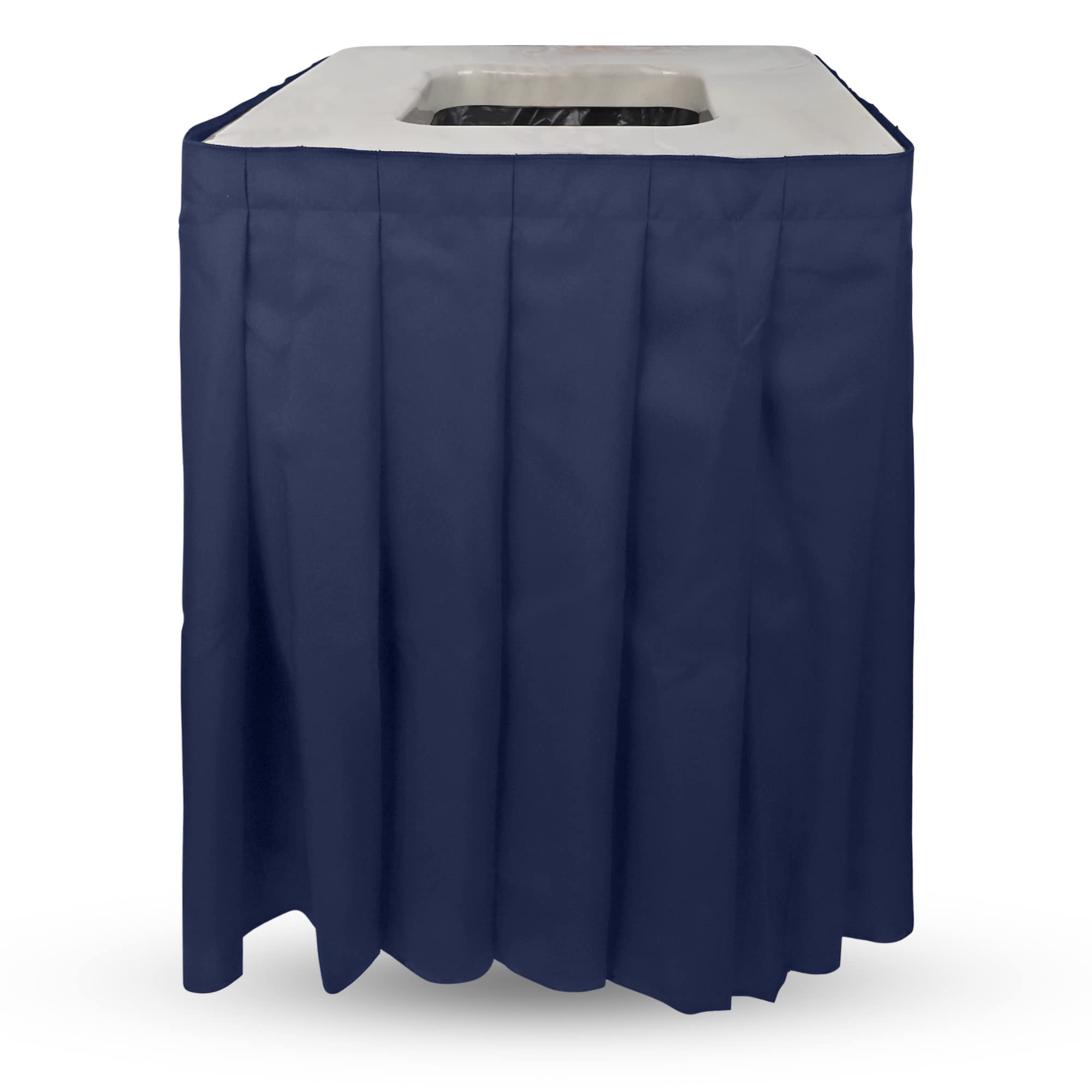 Marble Design Square Garbage Can Cover - Solid Pleated Skirt Topper for 32-35 Gallon Indoor Trash Bins | Waste Container Lid Without Wheels | Perfect for Kitchen, Bathroom, Office, Birthday Party & Events | Navy Blue Marble Top (Home & Commercial Use)