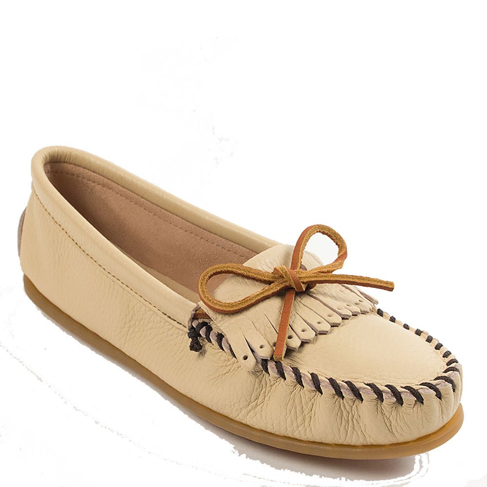 Minnetonka Women's Deerskin Soft-T Moccasin - Comfortable Slip-On Shoes for Casual Wear, Indoor & Outdoor Use