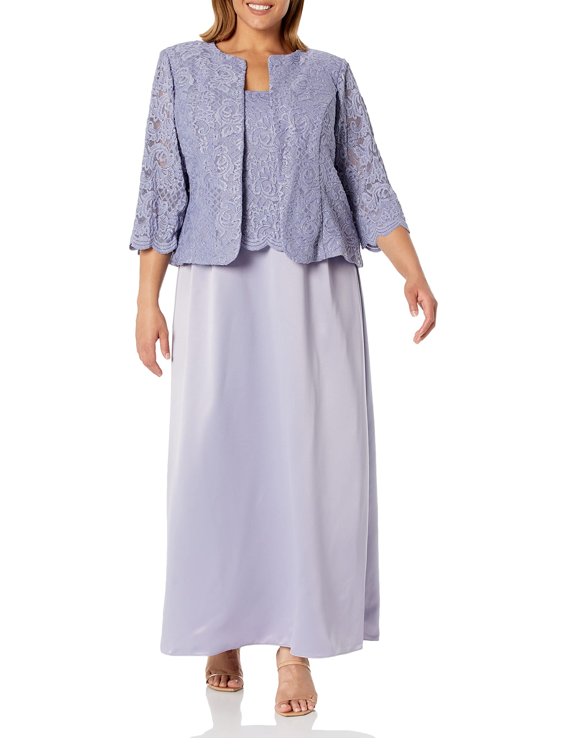 Alex Evenings Women's Long Mock Jacket Dress with Satin Skirt - Elegant Formal Evening Gown for Weddings, Prom & Special Occasions