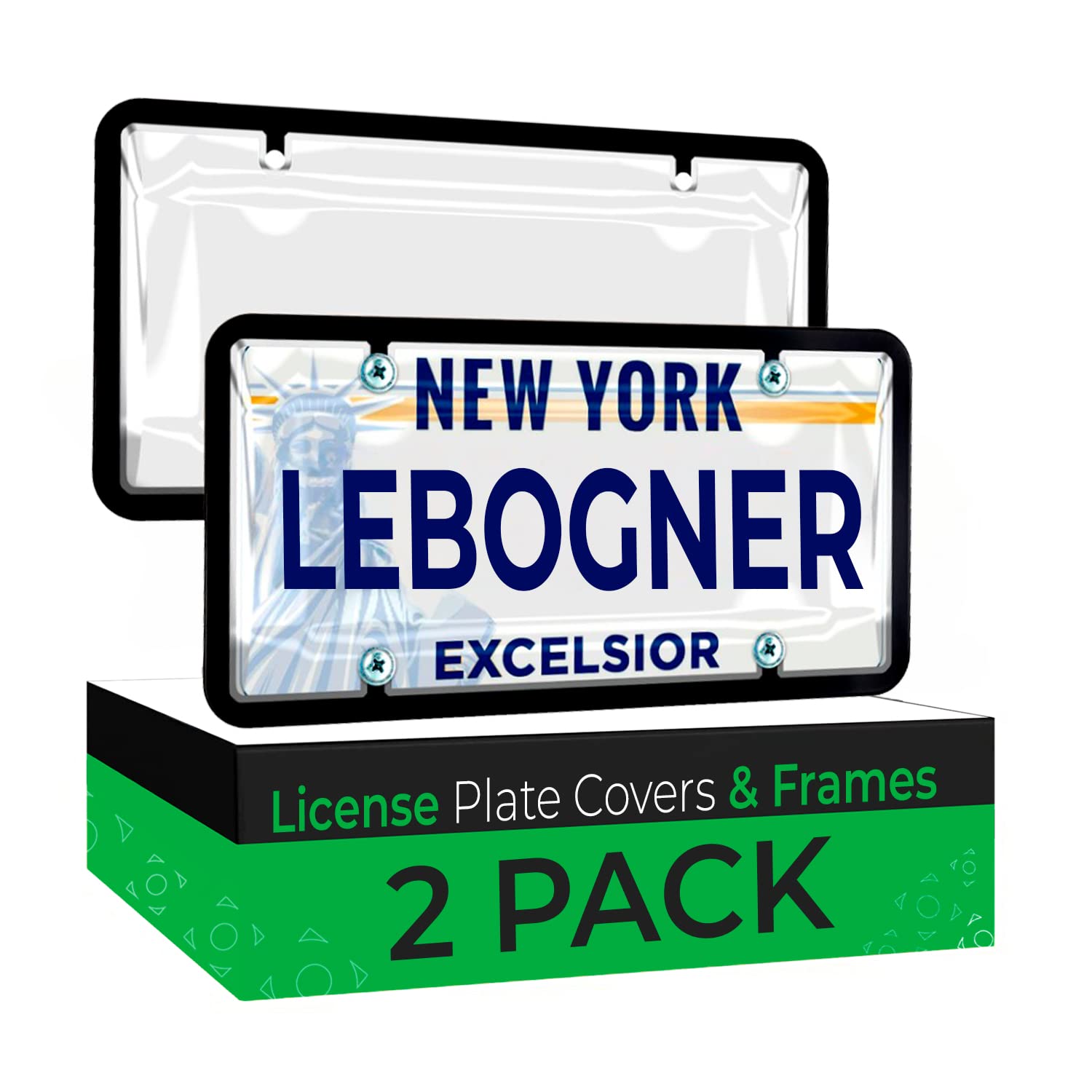 Lebogner 2-Pack Clear Bubble License Plate Covers & Frames Combo - Unbreakable Protection for Standard US Plates (Screws Included) - Perfect for Car Enthusiasts & Vehicle Protection