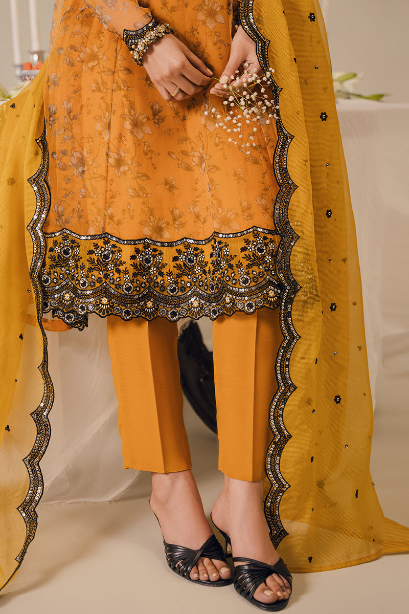 Elegant HARVEST GOLD 2PC Set (Embroidered Shirt & Dupatta) - Traditional Indian Ethnic Wear for Weddings, Festivals & Special Occasions