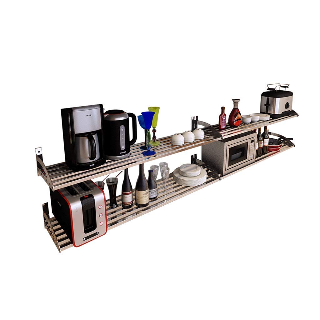 Premium 304 Stainless Steel Kitchen Wall Shelf - Space Saving Microwave Oven Rack, Spice Organizer & Multifunctional Storage (Silver, 70x35x12cm) - Perfect for Small Kitchens, Pantry Organization & Countertop Decluttering