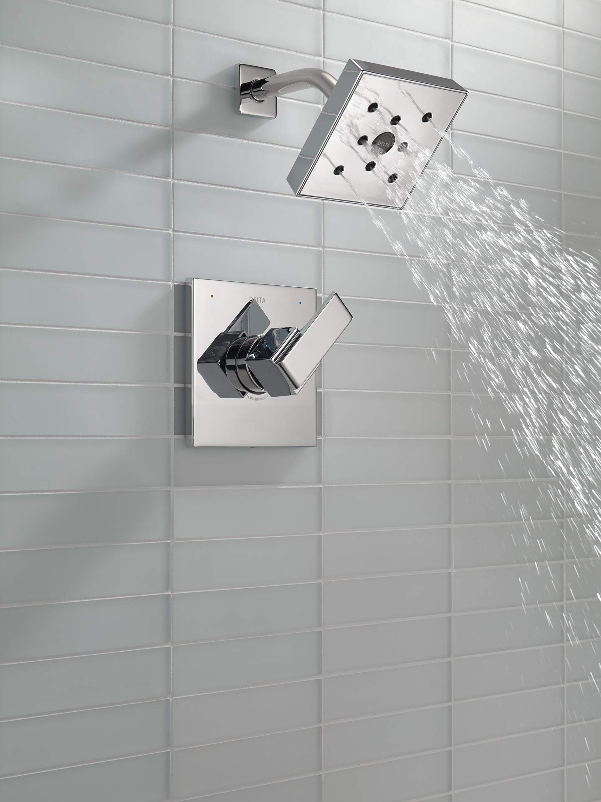 Delta Ara 14 Series Single-Function Shower Faucet Set with H2Okinetic Shower Head - Chrome Finish T14267 (Valve Not Included) | Water-Saving Bathroom Upgrade for Modern Homes