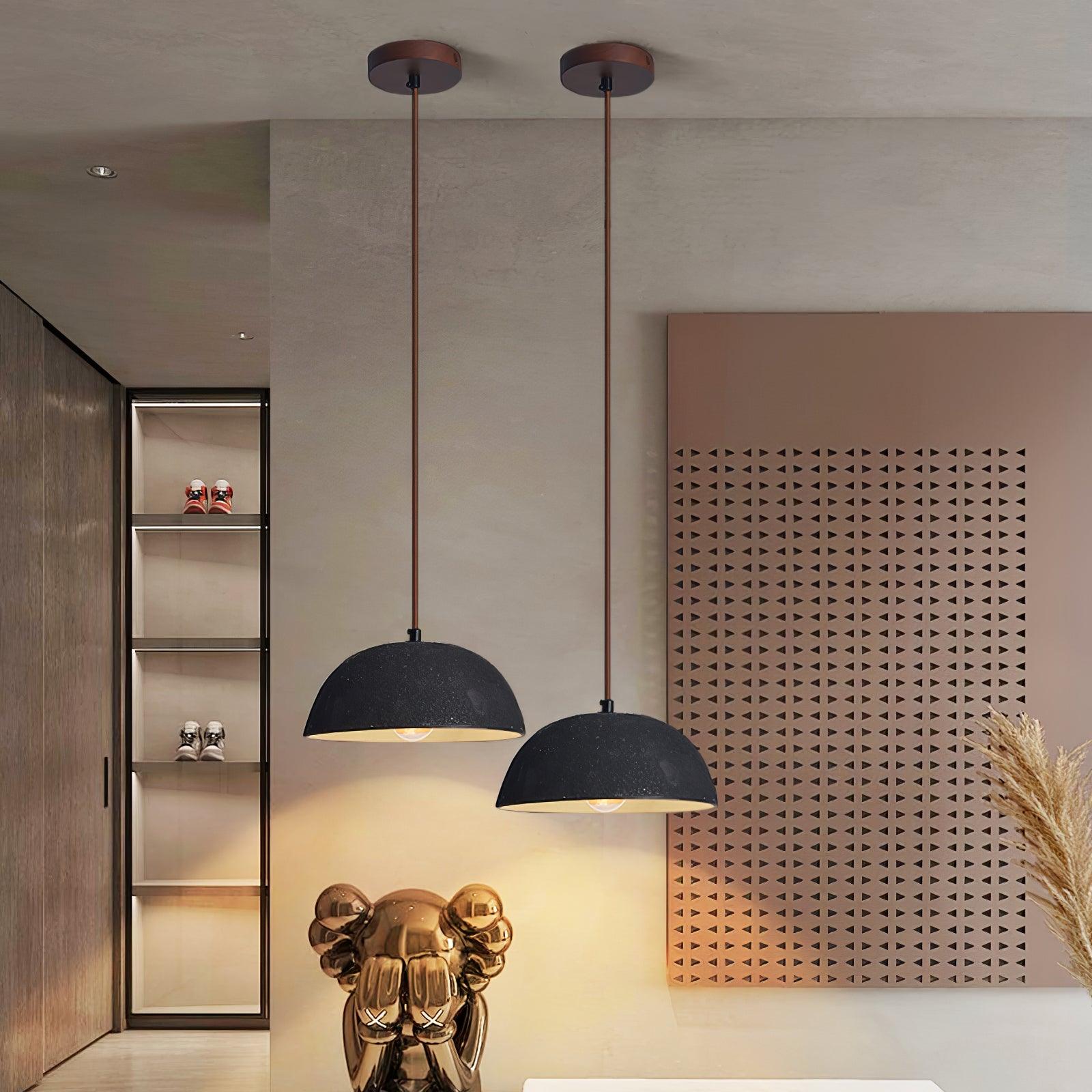 Black Arch Ceramic Pendant Lamp - Modern Handmade Hanging Light Fixture for Dining Room, Kitchen Island & Bedroom Decor