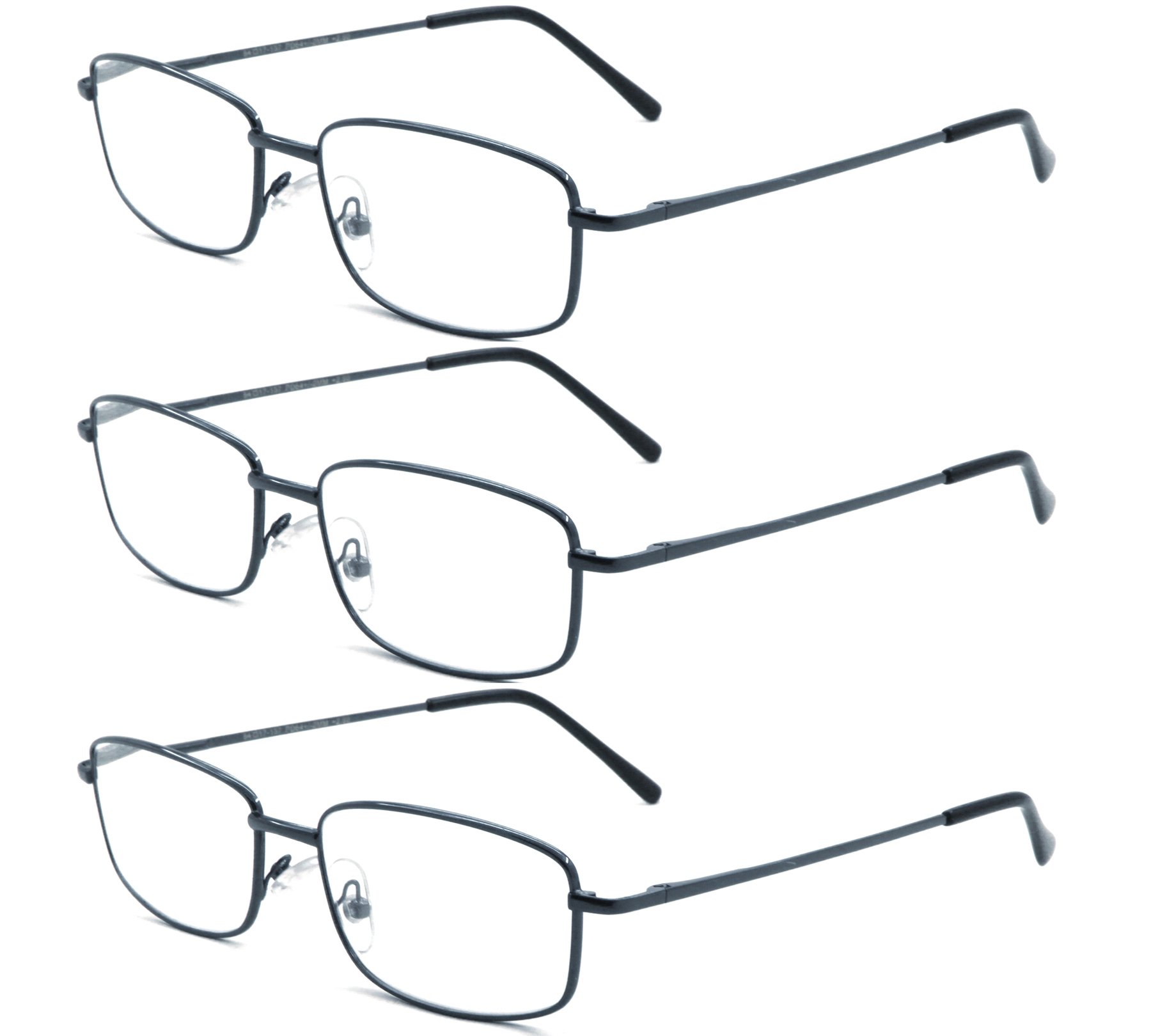Extra Wide Rectangular Metal Reading Glasses for Men and Women - Lightweight Blue Light Blocking Computer Glasses for Office Work, Reading & Screen Use