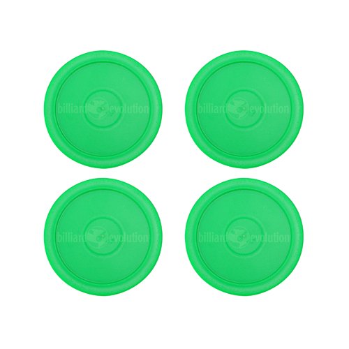 4 Pack Green Round Air Hockey Pucks - Professional Replacement Pucks for Air Hockey Tables - Perfect for Game Rooms, Arcades, and Family Fun Nights