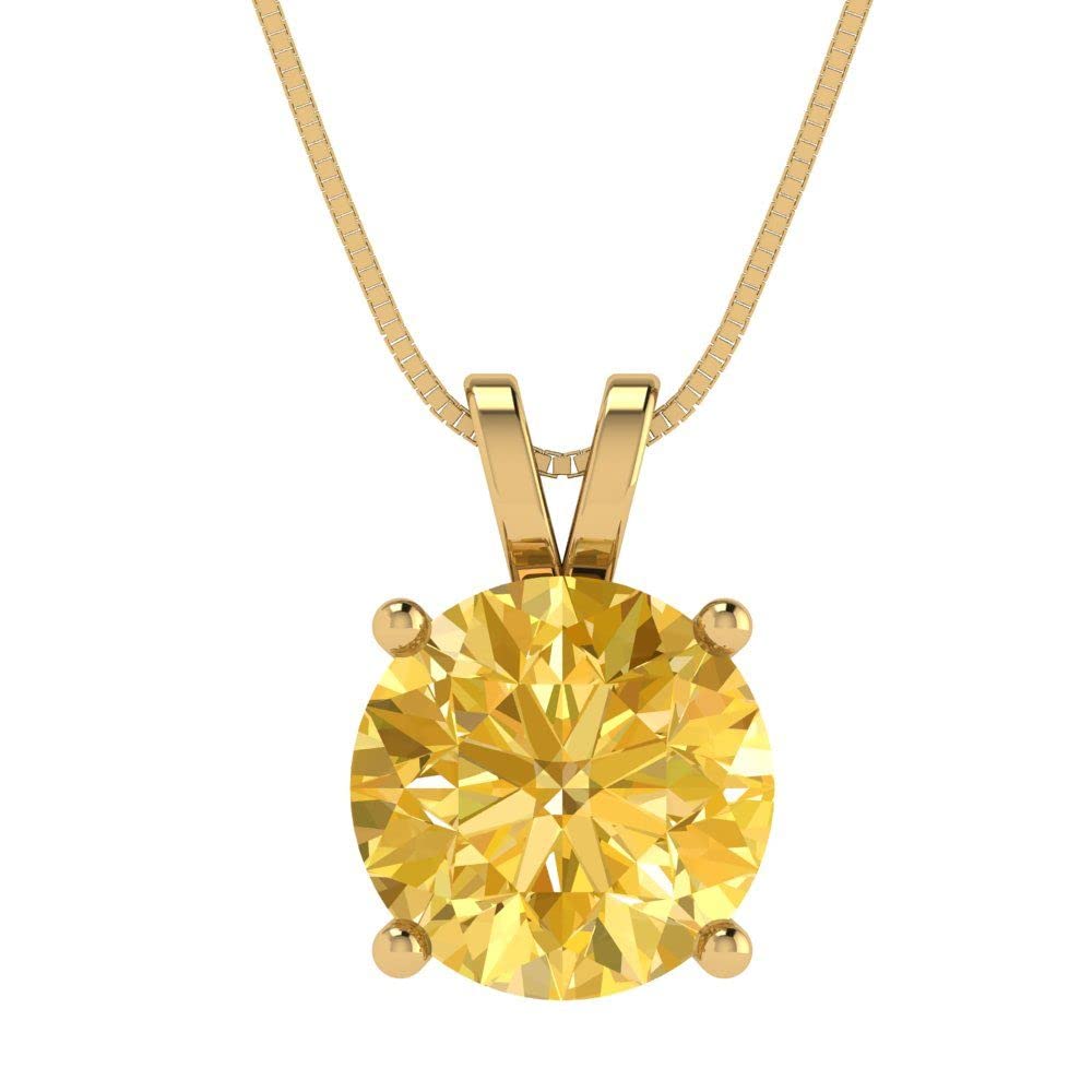 3.0ct Natural Yellow Citrine Pendant Necklace - 18K Gold Chain for Gifts & Parties
