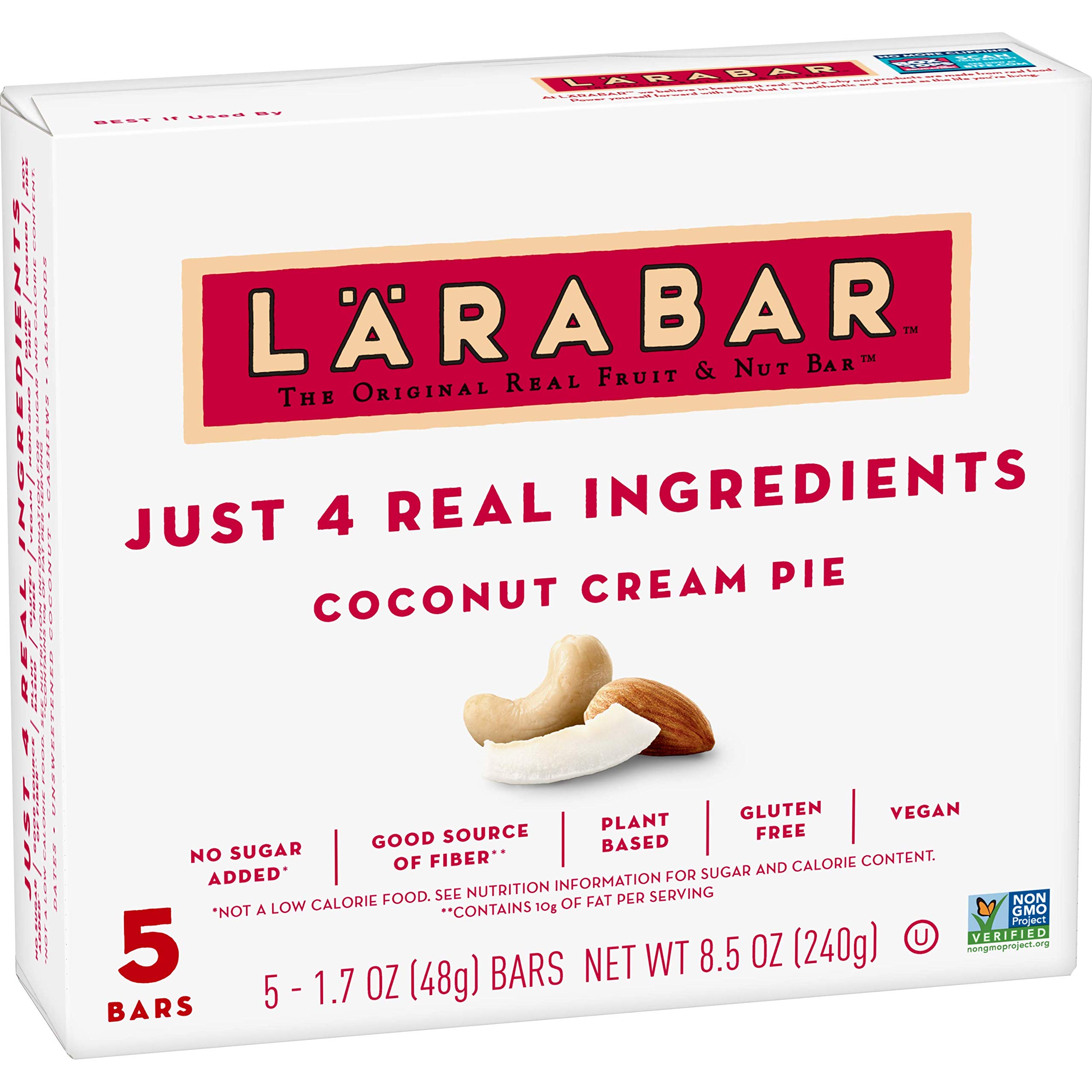 Larabar Coconut Cream Pie Fruit & Nut Bar - Gluten Free, Vegan, Non-GMO - 5 Count (8.5 oz) - Healthy Snack for Hiking, Travel & On-the-Go Energy