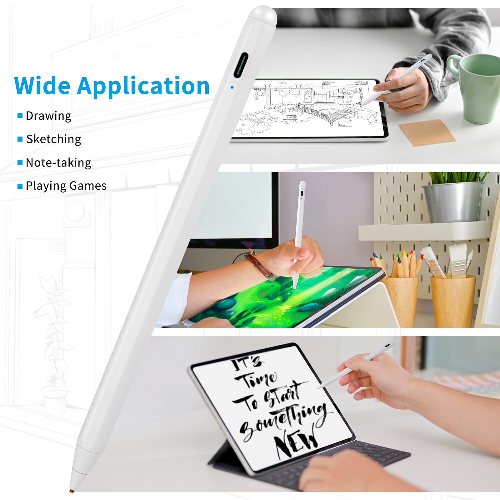 Samsung Galaxy Tab A7/A8/A9 Stylus Pen - Precise Drawing & Writing Stylus for Samsung Tablets - White Digital Pencil for Sketching, Note-Taking & Creative Work (Perfect for Artists, Students & Professionals)