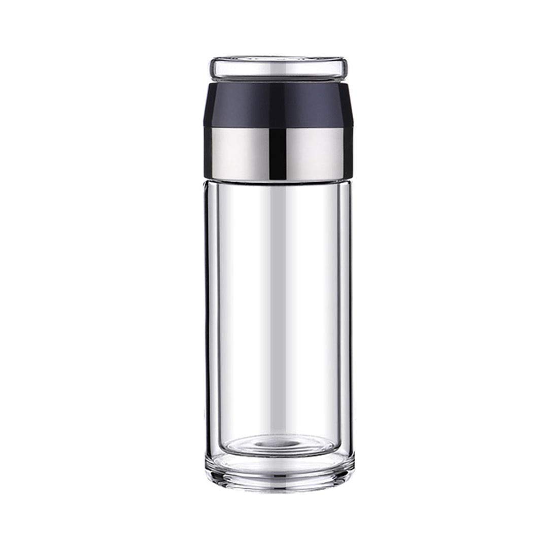 Premium Double Wall Glass Tea Mug with Infuser & Lid - 10Oz Insulated Tea Bottle with Tea/Water Separation - BPA-Free Travel Tea Cup for Hot/Cold Beverages - Perfect for Office, Home & Outdoor Use (Color: Type1)