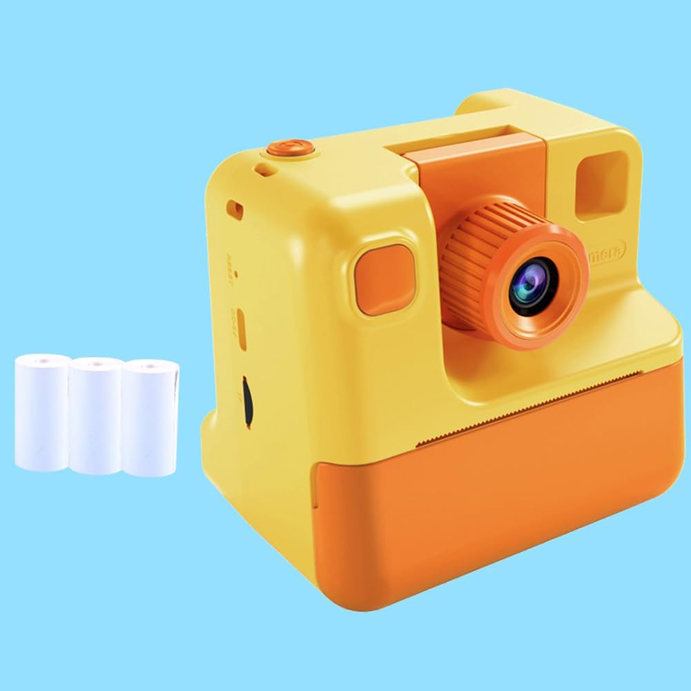 Louttary Kids Instant Camera - 1080P HD Digital Camera with Photo Paper, Fun Toy Camera for Children's Birthday Gifts (Orange) - Perfect for Parties, Travel & Creative Play