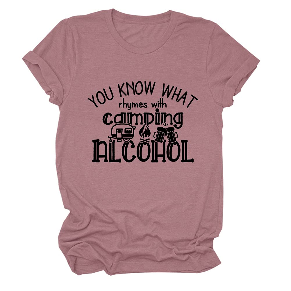 Funny Drunk Camping T-Shirt for Women - Graphic Tee Top - Perfect Gift for Camping Enthusiasts | Ideal for Outdoor Adventures, Music Festivals & Casual Wear