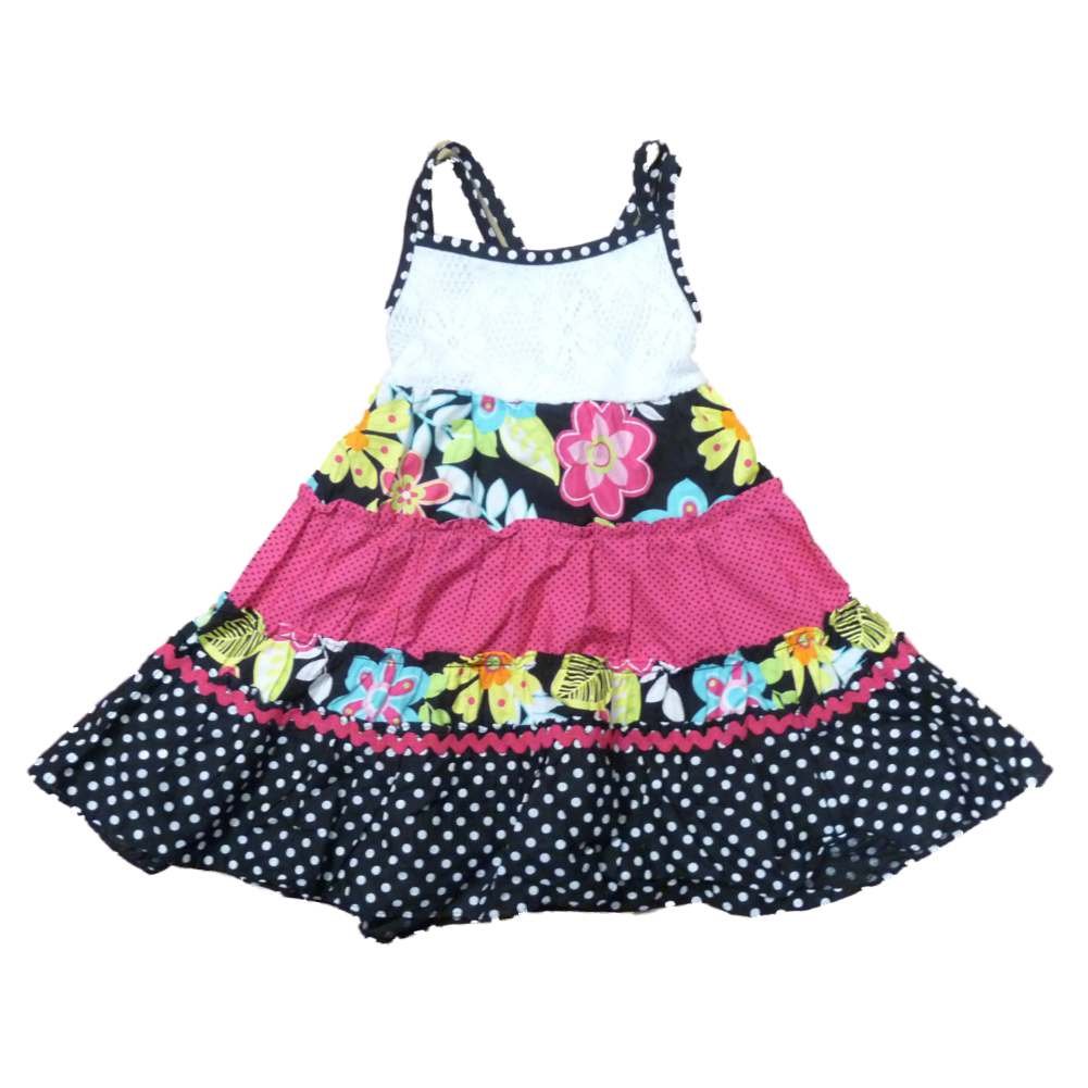 Youngland Infant Toddler Girls Black & White Polka Dot Ruffled Sun Dress - Perfect for Summer Outings, Birthday Parties & Photo Shoots
