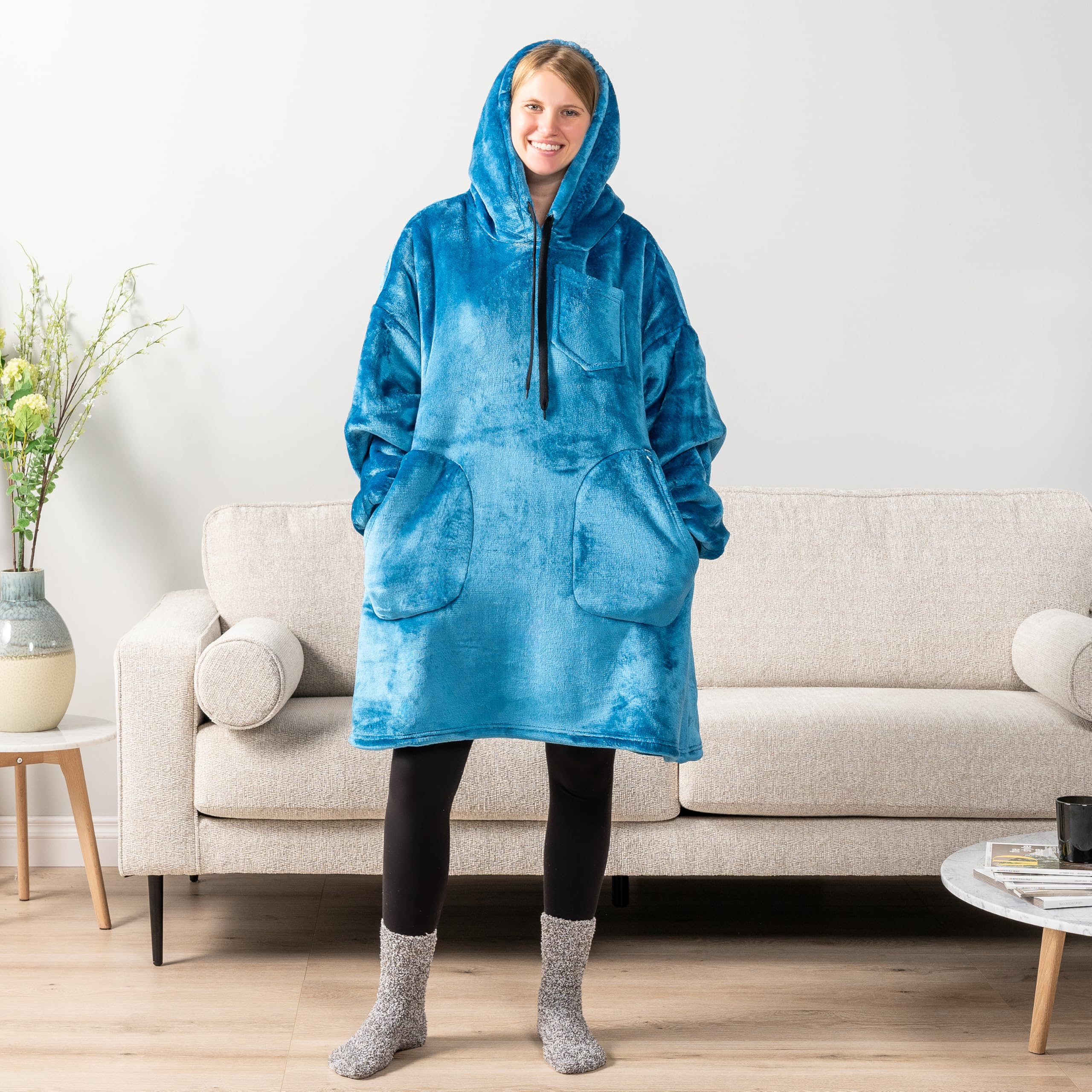 PAVILIA Women's Sherpa Wearable Blanket Hoodie - Oversized Fleece Hooded Sweatshirt for Men & Women | Cozy Loungewear for Home, Camping & Outdoor Activities