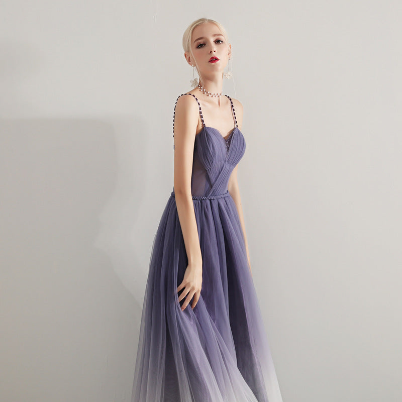 Elegant Gradient Purple Spaghetti Strap Prom Dress - A-Line Tulle Evening Gown for Formal Events | Perfect for Homecoming, Prom Night & Special Occasions