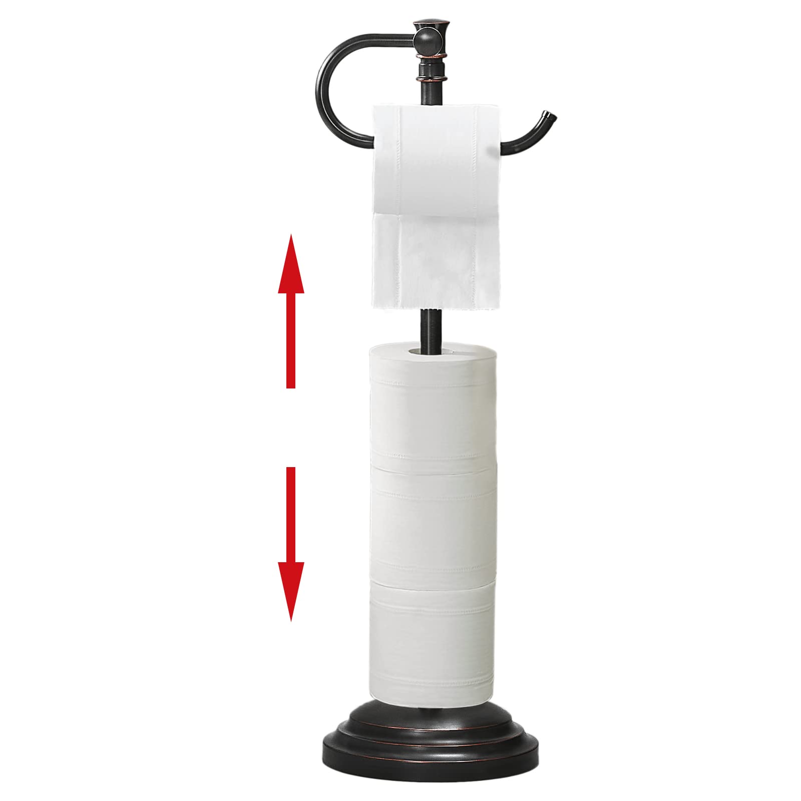 RUMOSE Free Standing Toilet Paper Holder Stand - Adjustable Floor Toilet Tissue Dispenser (12.4