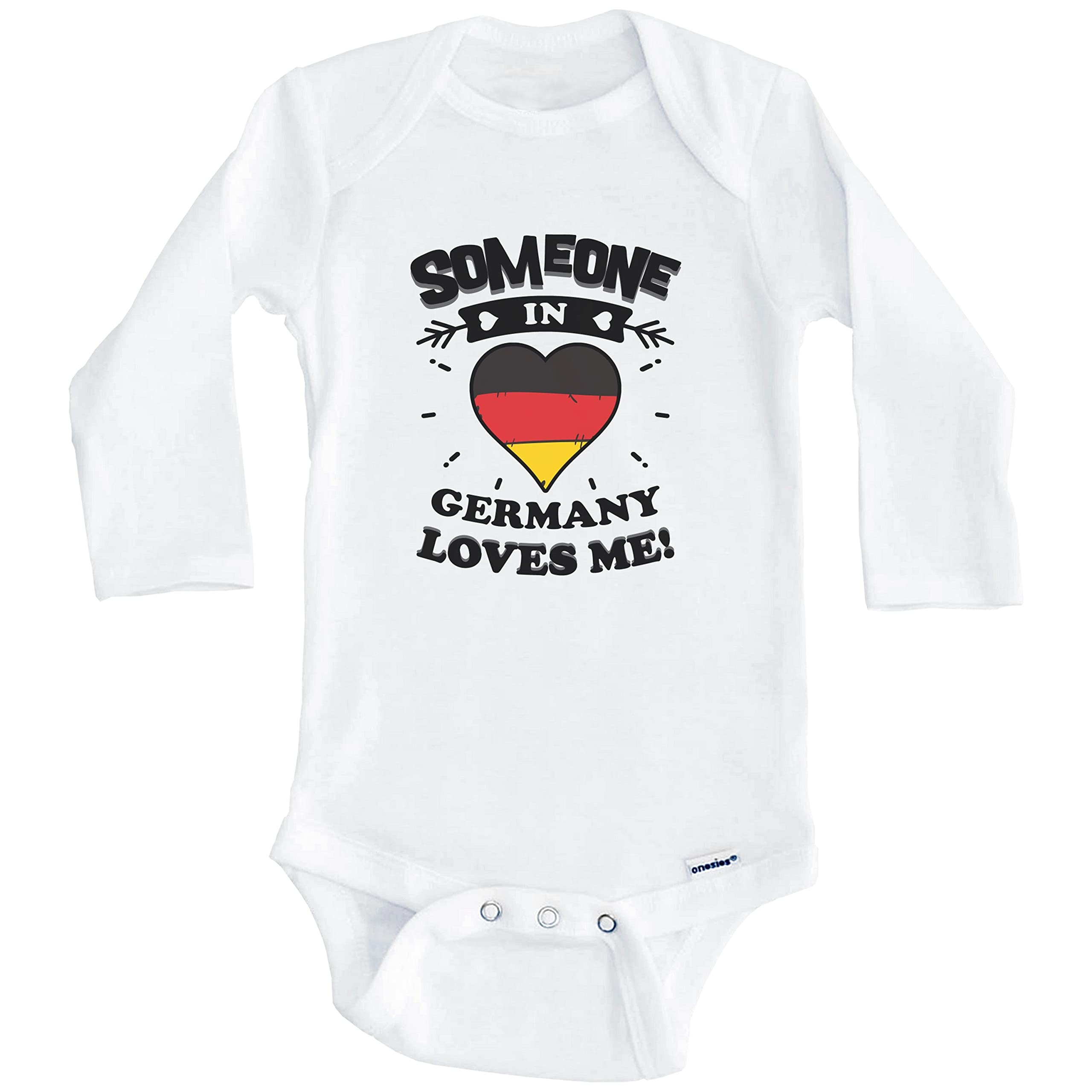 Someone in Germany Loves Me German Heart One-Piece Baby Bodysuit - Long Sleeve Infant Romper for Newborns & Toddlers - Perfect for Family Photos, Holidays & Gifts