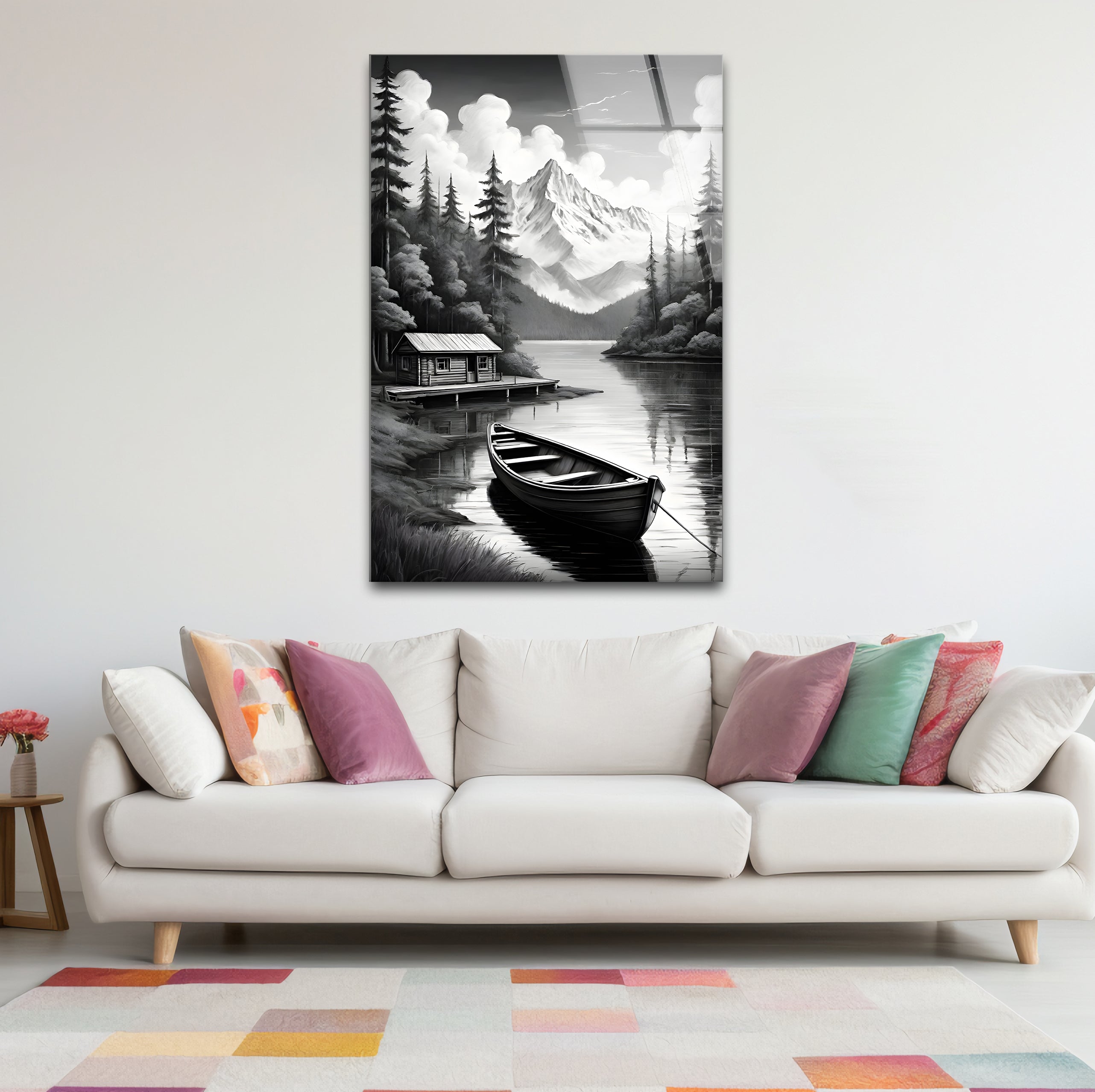 Stunning Black & White Nature Landscape Glass Wall Art - Elegant Home & Office Decor for Living Room, Bedroom, or Office Space