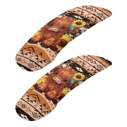Brown - Aztec Tribal Highland Cow Sunflower