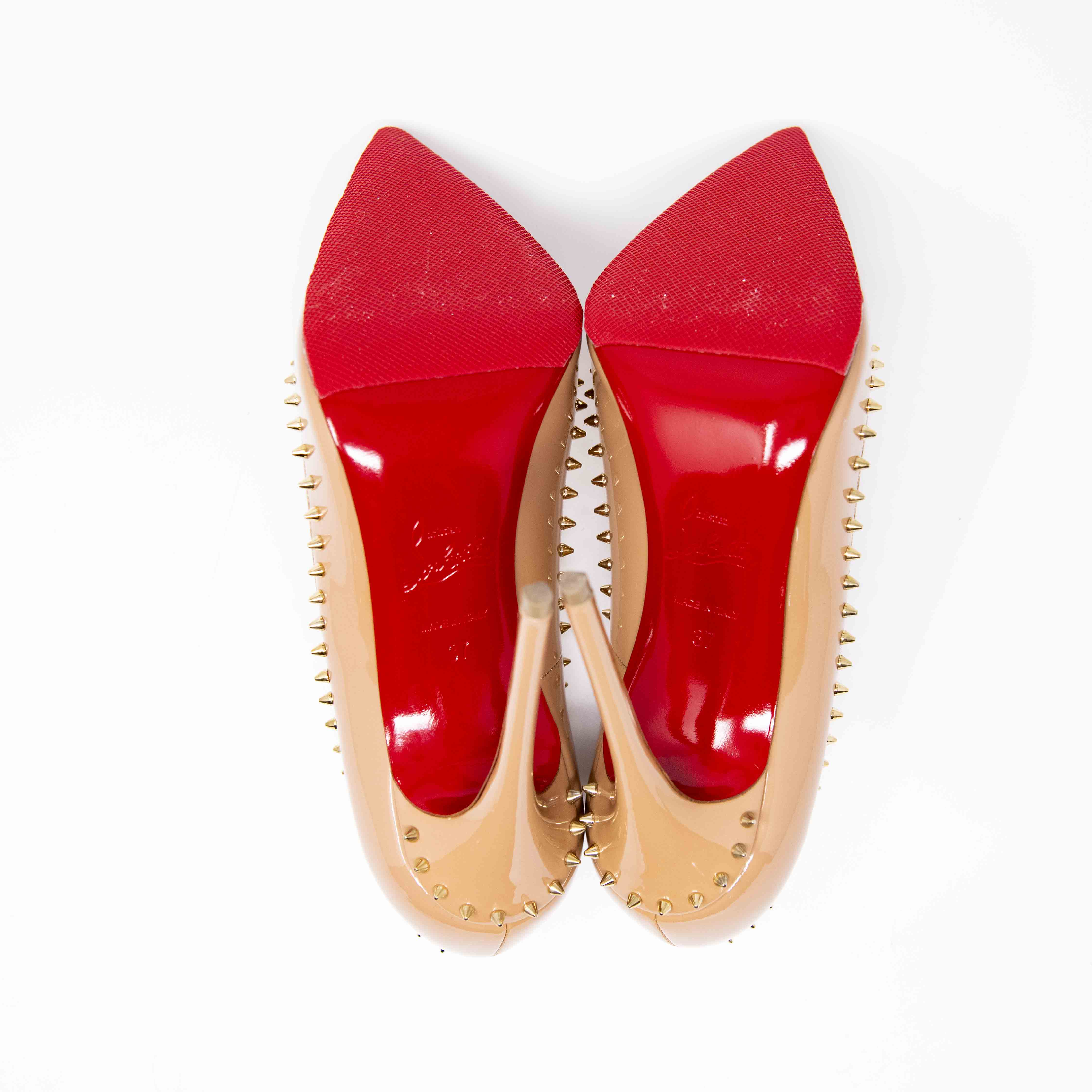 Christian Louboutin Beige Anjalina Pumps Women's Size 37 - Luxury High Heels for Weddings, Parties & Special Occasions
