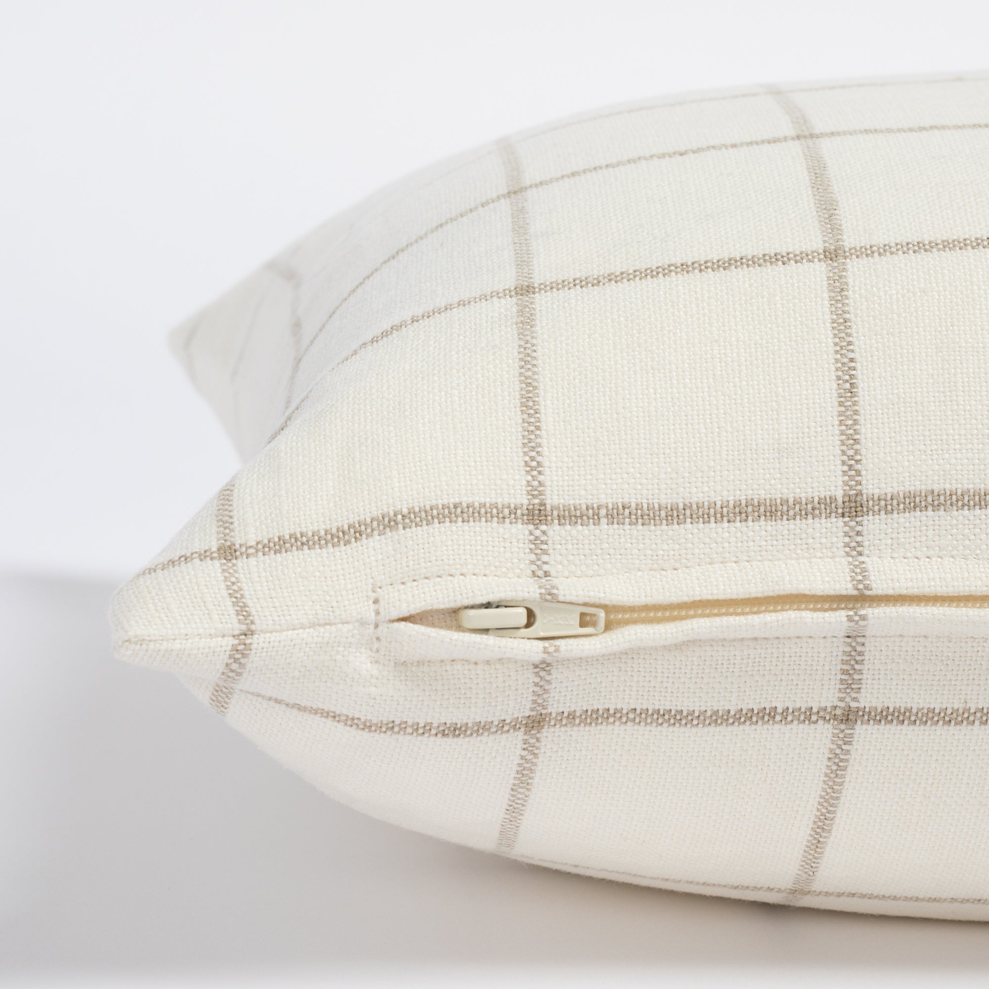 Butler Check 14x20 Lumbar Pillow in Natural Cream - Supportive Sofa Cushion for Living Room, Office Chair & Bed - Comfortable Backrest for Home Decor and Relaxation