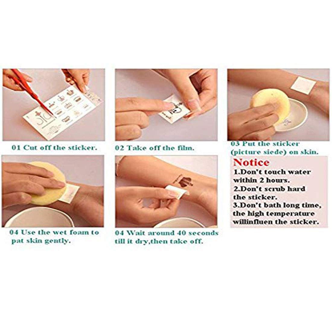 VOORKOMS Black Patti Combo Temporary Tattoos for Men & Women - Waterproof Fake Body Art for Parties, Halloween & Cosplay
