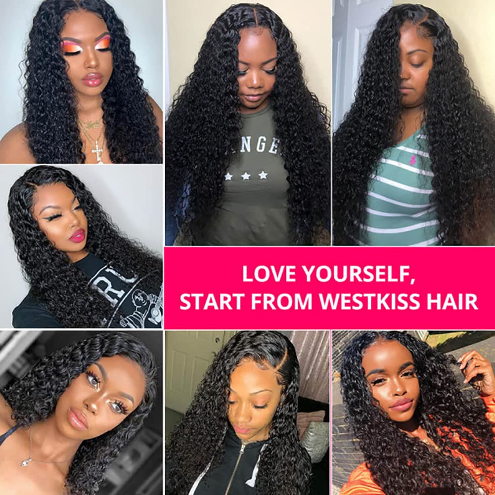 West Kiss 180% Density Deep Wave Lace Front Human Hair Wigs - 4x4 Lace Closure with Baby Hair, Pre-Plucked Natural Black Women's Wig (22 Inch) | Perfect for Daily Wear, Cosplay & Special Occasions