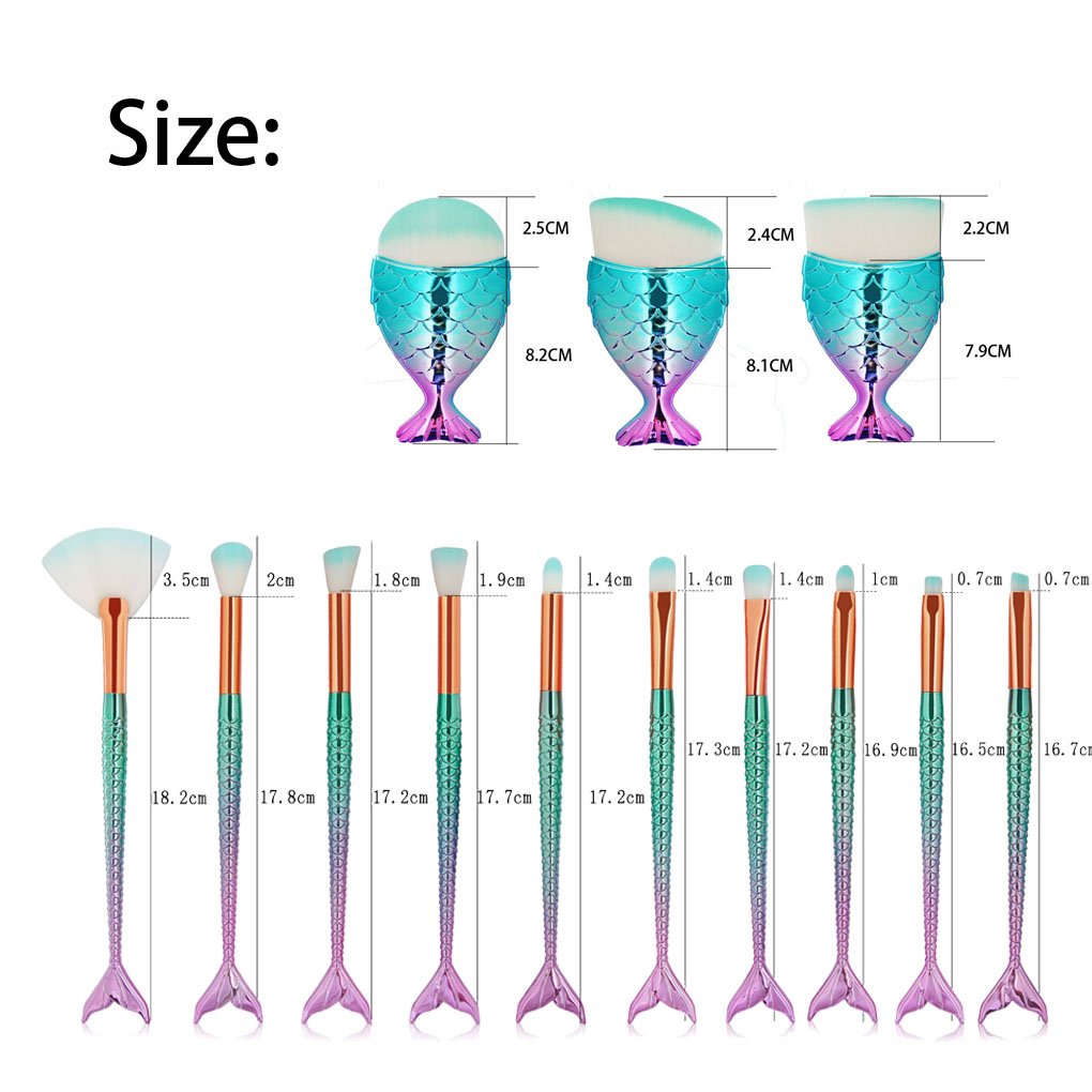 LHEI 13-Piece Gradual Blue Makeup Brush Set | 3D Mermaid Cosmetic Brushes for Eyeshadow, Eyeliner & Blush | Perfect for Professional Makeup Artists & Beginners | Ideal for Daily Use, Special Occasions & Travel