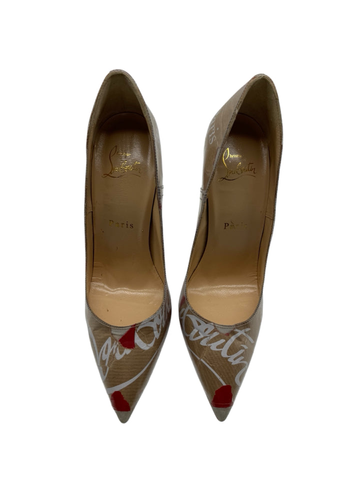 Christian Louboutin Tan Graphic Print D'Orsay Pumps - Women's Size 36 (US 6) - Luxury High Heels for Parties, Weddings & Special Occasions