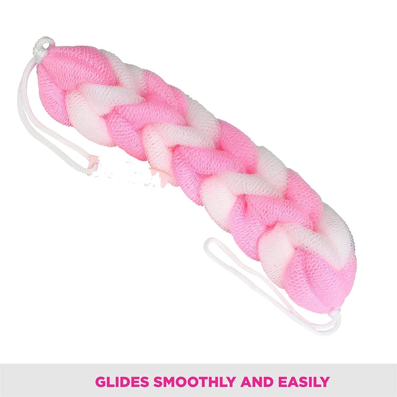 Pink & White Exfoliating Body Scrubber Sponge for Shower & Bath - Gentle Skin Cleansing & Dead Skin Removal - Perfect for Sensitive Skin & Daily Exfoliation