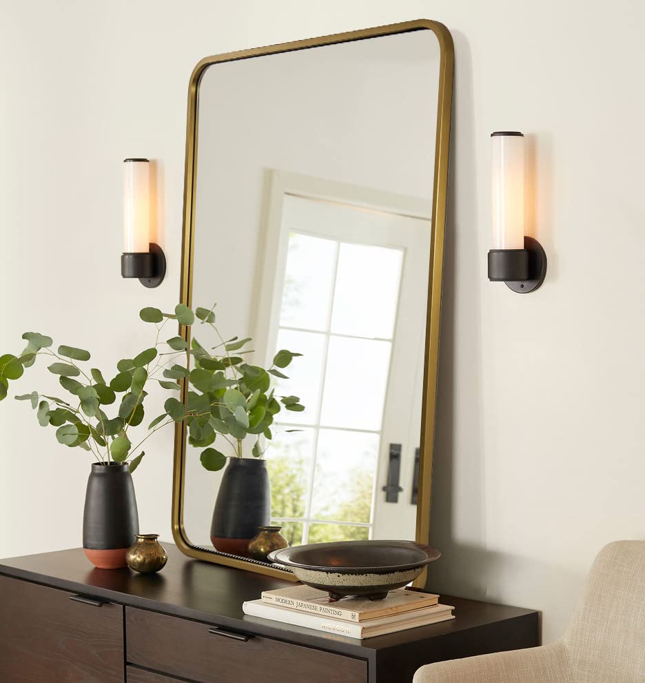 ANDY STAR 20x28 Inch Gold Round Rectangle Bathroom Mirror - Brushed Brass Vanity Mirror with Rustproof SUS304 Metal Frame, 1