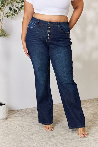 Kancan Women's Full Size Mid Rise Flare Jeans - Stretchy Denim Pants for Casual Wear & Everyday Outfits