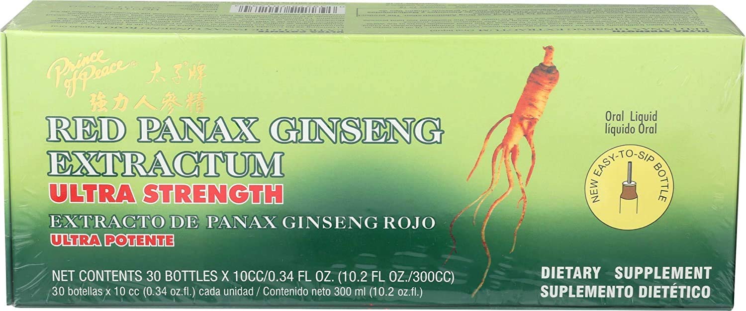 Prince of Peace Ultra Strength Red Panax Ginseng Extract Shots - 6 Pack (180 Bottles, 0.34 fl oz Each) - Natural Energy & Focus Supplement - Supports Brain Function, Mood Enhancement & Mental Clarity - Great for Workouts, Study Sessions & Daily Energy Boost