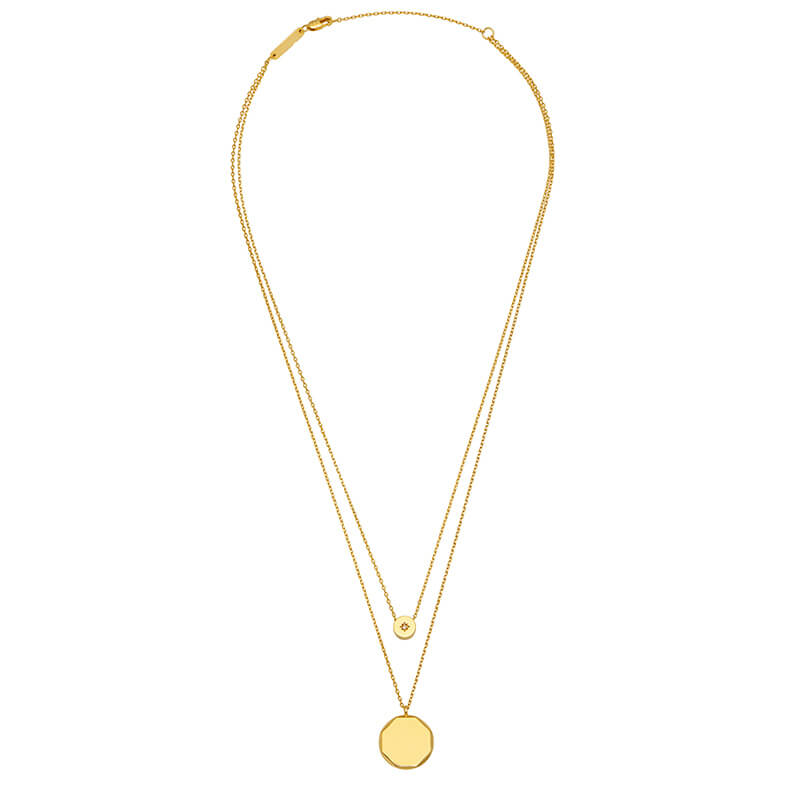 Double Chain CZ Slider and Disc Necklace for Women - Elegant Layered Pendant Necklace for Party, Date Night & Special Occasions