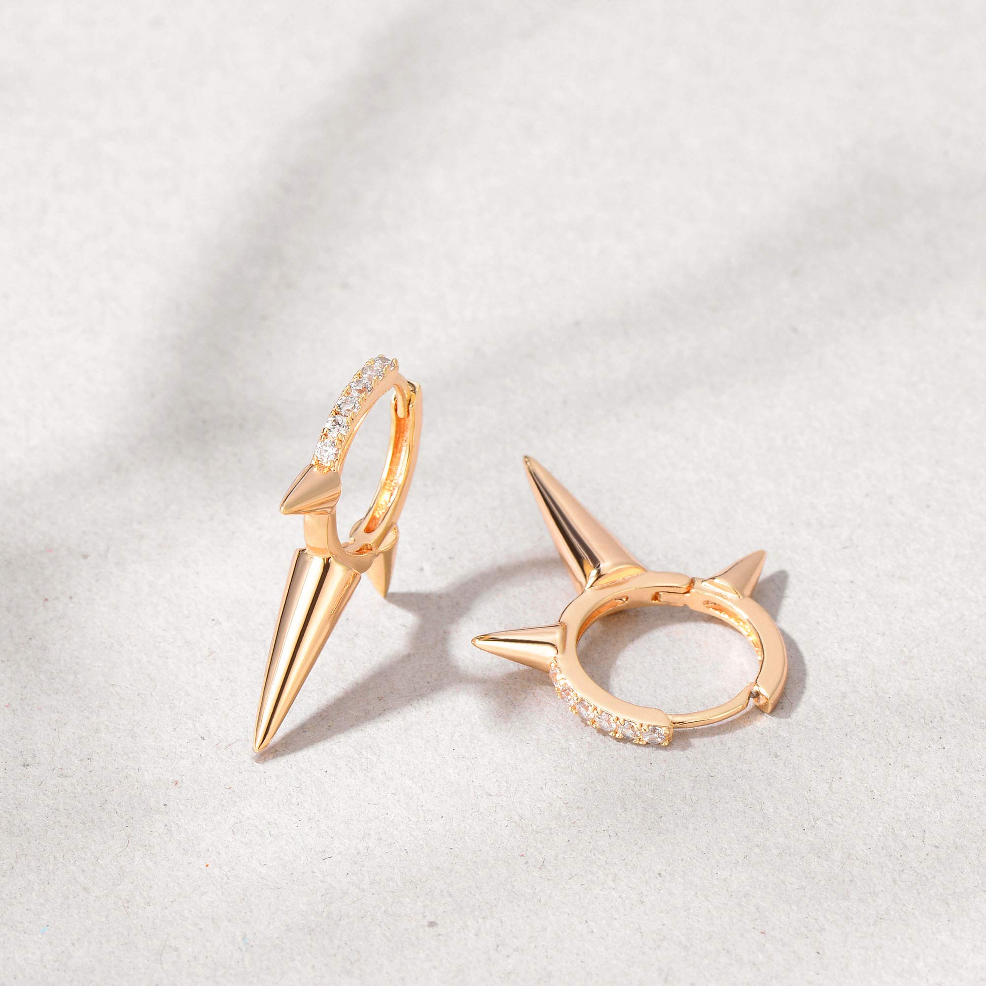 Mevecco 14K Gold Plated Delicate Geometric Triangle Cone Dangle Hoop Earrings for Women - Elegant Everyday & Party Jewelry Gift