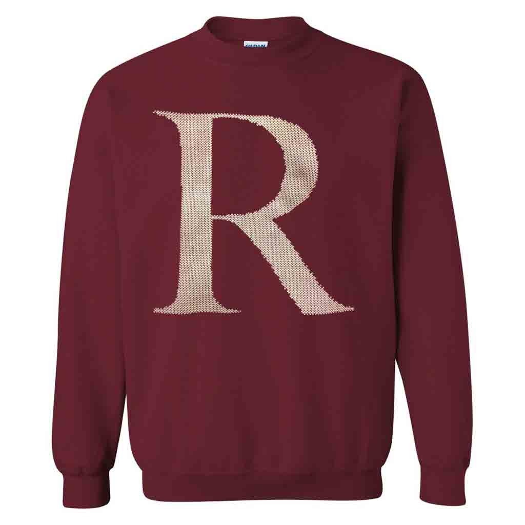VictoryStore Men's R Logo Crewneck Sweatshirt - Soft Cotton Pullover Hoodie in Cardinal Red | Casual Streetwear for Everyday Wear & Gym Outfits