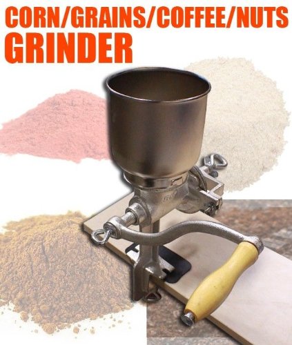 Premium Cast Iron Corn Grain Coffee Grinder Mill - Heavy Duty Manual Hand Crank for Fresh Coffee, Spices & Nuts - Perfect for Home, Camping & Off-Grid Use