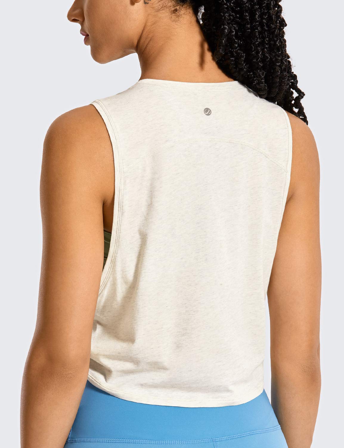 CRZ YOGA Women's Pima Cotton Cropped Workout Tank Top - Sleeveless Athletic Yoga Running Gym Shirt | Perfect for Yoga, Pilates, Running & Gym Workouts
