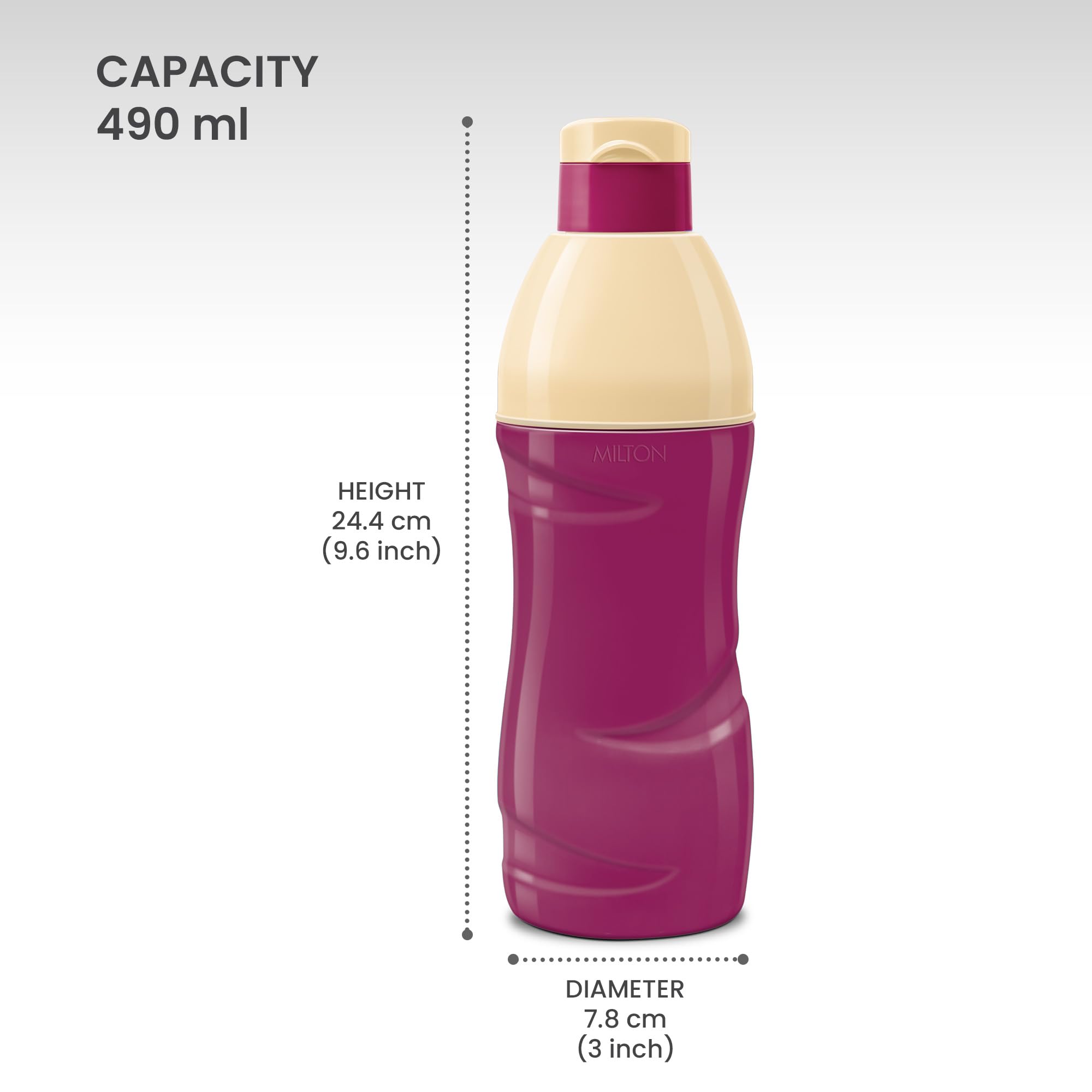 Milton Kool Crony 600 Insulated Stainless Steel Water Bottle - 500ml (17oz) Leakproof Thermos for Hot & Cold Drinks - Purple - Perfect for Hiking, Gym & Outdoor Activities