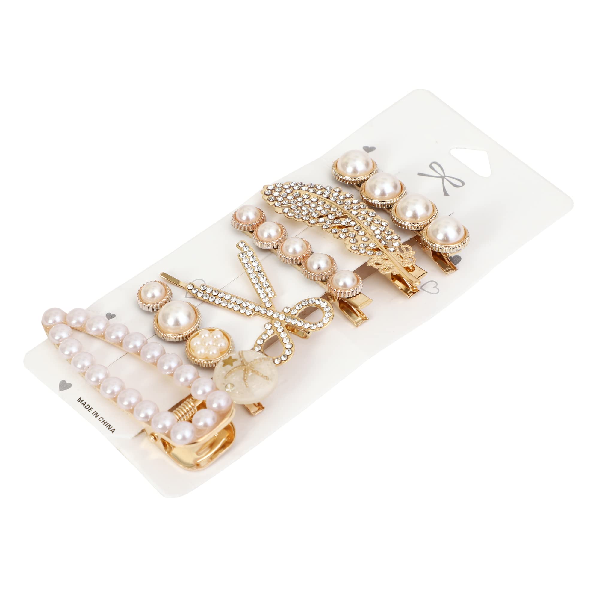 Starvis Geometric Hollow Metal Hair Clips for Women - Korean Style Pearl Barrettes & Hairpins - Perfect for Girls' Everyday Styling, Parties & Special Occasions