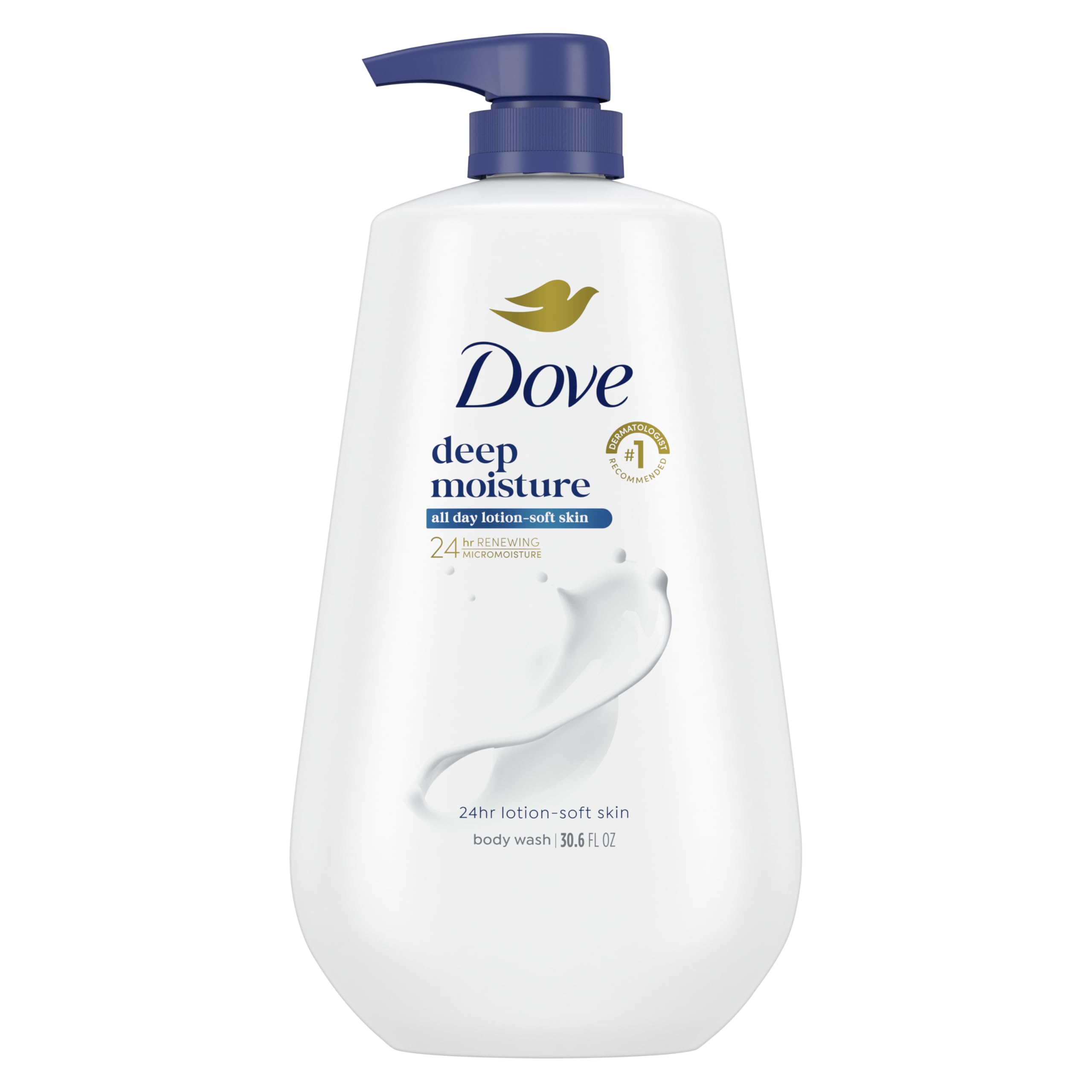 Dove Deep Moisture Body Wash with Pump - 24hr Hydration for Soft Skin, Sulfate & Paraben Free Moisturizing Cleanser, 30.6 oz - Perfect for Dry Skin Care & Daily Shower Routine