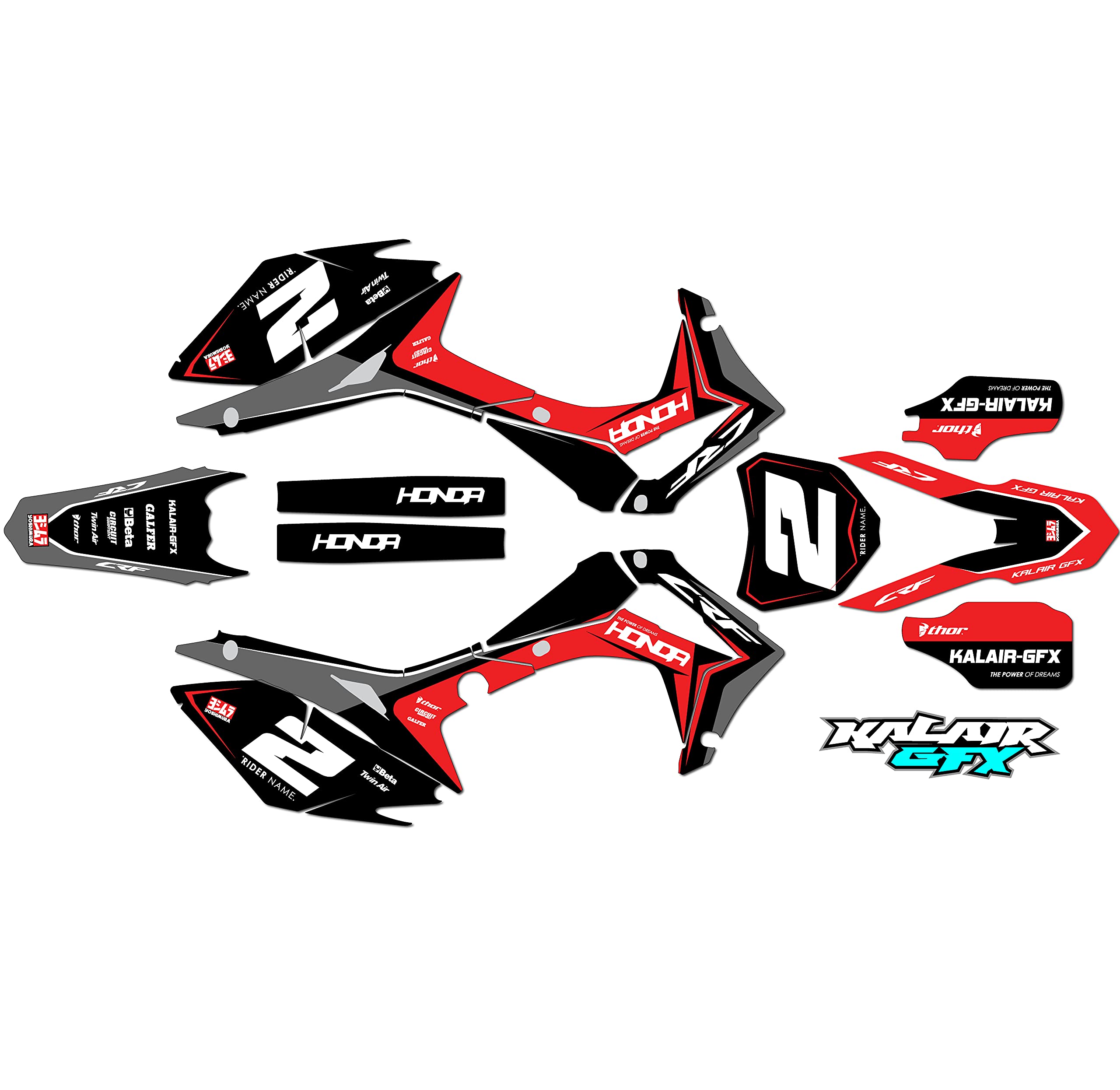 **Honda CRF250R (2014-2017) Graphics Kit - Lightning Series Red 9 Mil Dirt Bike Stickers | Motocross Racing Decals for Dirt Pit Bike & Motorcycle Accessories | Perfect for Off-Road Racing & Custom Bike Styling**