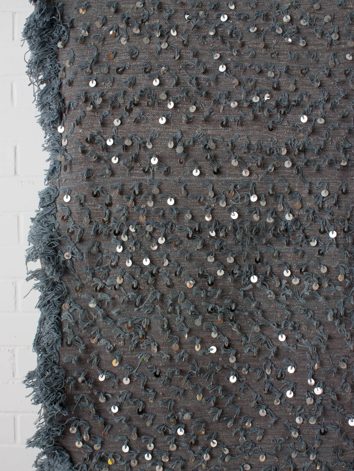 Authentic Moroccan Handira Wedding Blanket No. 128 - Handmade Berber Textile with Sequins - Perfect for Boho Home Decor, Wedding Gift & Cozy Throw Blanket