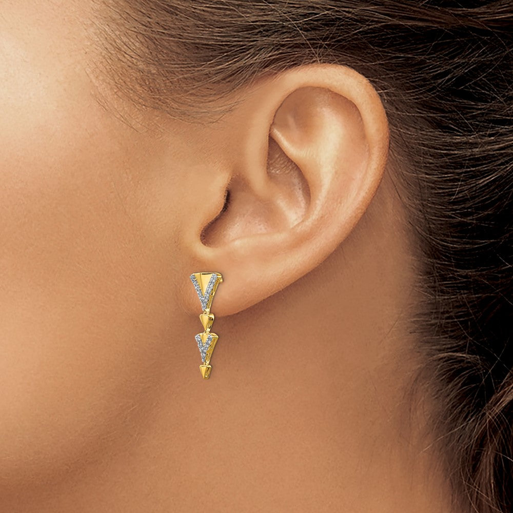18K Gold Diamond Dangle Earrings for Women - Elegant Fancy Post Drop Earrings EM3901 020 YA - Perfect for Parties, Weddings & Special Occasions