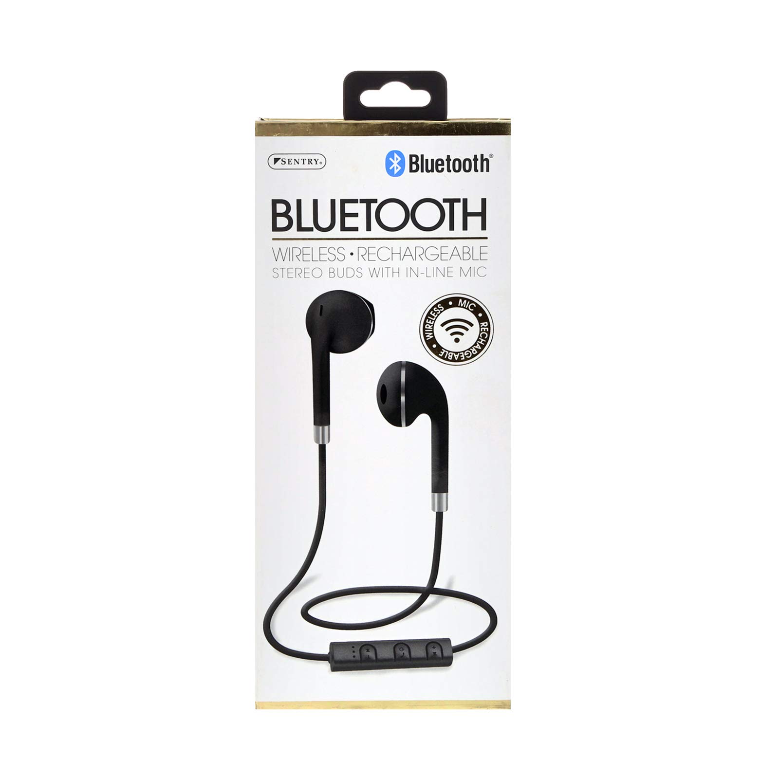 SENTRY BT876 Wireless Bluetooth Earbuds with Built-in Mic - Noise Cancelling Stereo Headphones for Running, Gym & Workout (Black) - Perfect for Commuting, Travel & Office Use