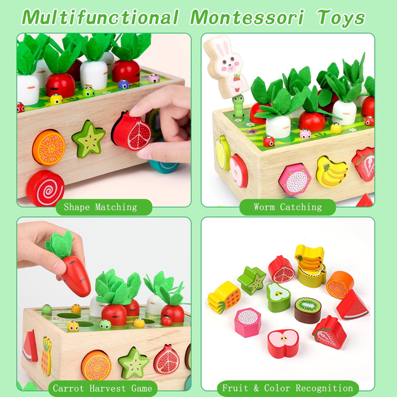 Montessori Wooden Toys for Toddlers 1-3 Years Old - Educational Learning Toys for 1 2 3 Year Old Boys & Girls - Easter Basket Stuffers & Birthday Gifts - Perfect for Early Childhood Development & Holiday Gifting