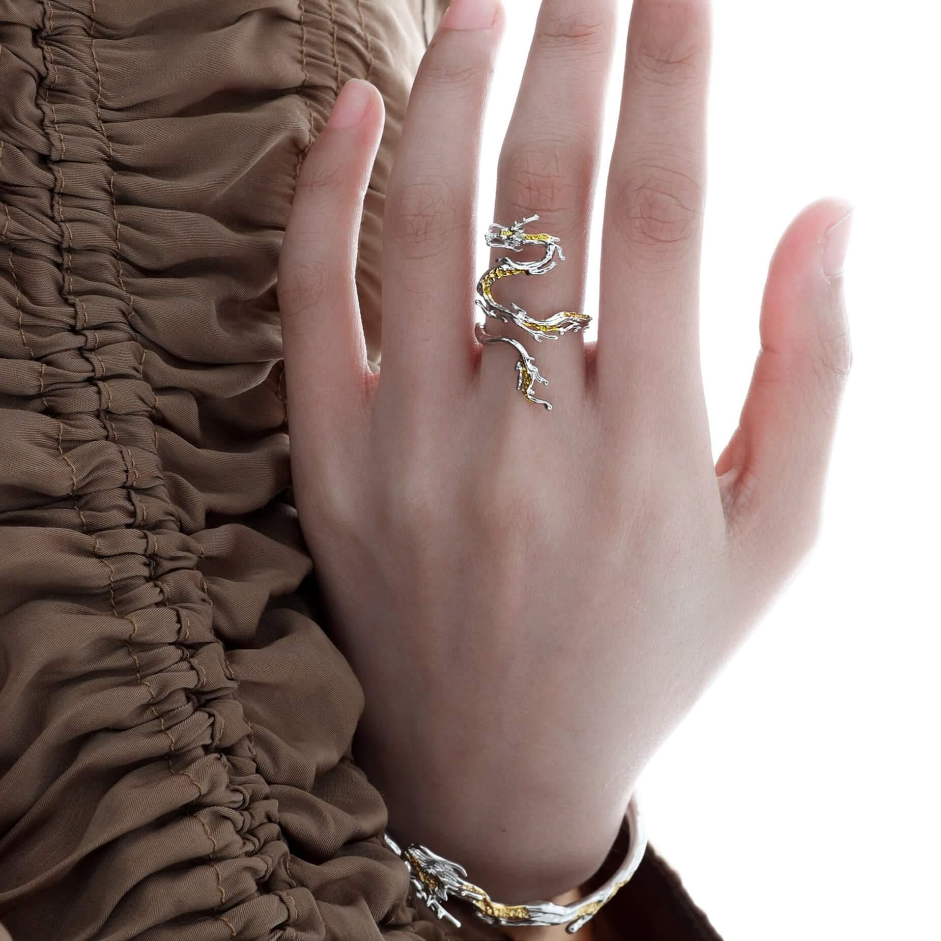 Sterling Silver Ascending Dragon Ring S925 - Elegant & Unique Jewelry for Women & Men - Perfect for Gifts, Weddings, and Special Occasions
