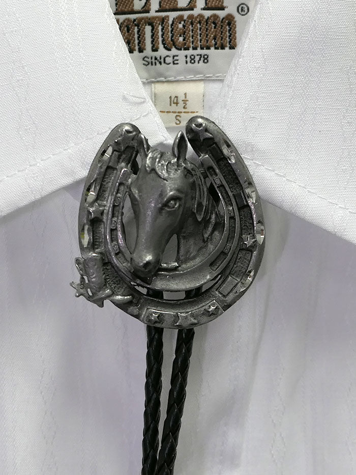 Fashionwest 16410 Western Bolo Tie with Horseshoe Design - Perfect for Cowboy, Rodeo, and Country Style Outfits